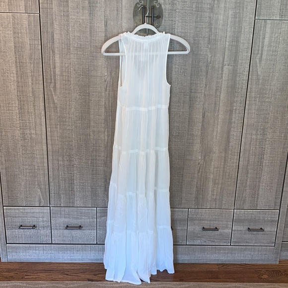 Club Monaco White Rayon Ruffle Collar Maxi Slip Dress - Picture 4 of 10